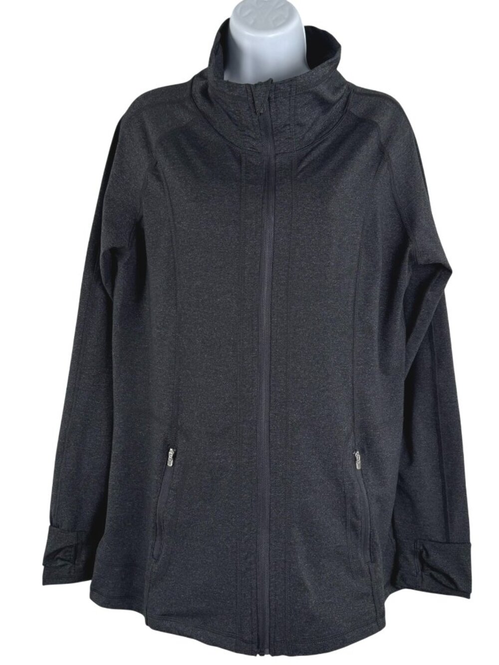 Earth Yoga Athletic Jacket Womens 2XL Charcoal Gray Full Zip Workout CJ-2410